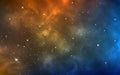 Space background with bright nebula. Realistic yellow and blue universe. Galaxy with shining stars. Magic cosmic Royalty Free Stock Photo