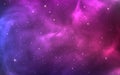 Space background. Bright purple cosmos. Magic stardust and shining stars. Colorful nebula and milky way. Realistic blue Royalty Free Stock Photo