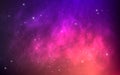 Space background. Bright starry nebula. Deep universe with white stars. Colorful cosmos texture for poster, website or