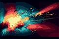 Space background. Colorful explosion on dark wallpaper. Vector art. Futuristic explosion