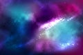 Vector space background with colorful nebula and bright stars. Royalty Free Stock Photo