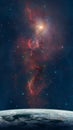 Space background. Colorful nebula with planet and star field. Elements furnished by NASA. 3D rendering Royalty Free Stock Photo