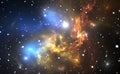 Space background with colorful nebula and stars