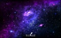 Space background. Cosmic backdrop with nebula. Outer space with bright spiral galaxy, stardust and shining stars Royalty Free Stock Photo