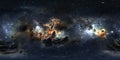 Space background with dust nebula and stars. Panorama, environment 360 HDRI map. Equirectangular projection, spherical panorama