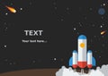 Flat Style Space Rocket Launching for Text Background Royalty Free Stock Photo