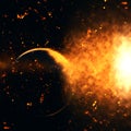 Space background with fictional planets and cosmic explosion Royalty Free Stock Photo