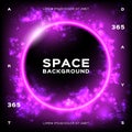 Space background Futuristic Planet. Trendy geometric glowing background. Dynamic flow of bright particles. Vector
