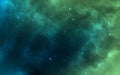 Space background. Green realistic cosmos backdrop. Starry nebula with stardust and milky way. Color galaxy and shining Royalty Free Stock Photo