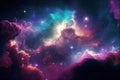 Space background with nebula and fictional planets. Generative AI Royalty Free Stock Photo