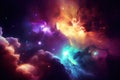 Space background with nebula and fictional planets. Generative AI Royalty Free Stock Photo