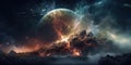 Space background with nebula and fictional planets Royalty Free Stock Photo