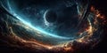 Space background with nebula and fictional planets Royalty Free Stock Photo