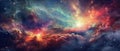 Space background with nebula and fictional planets. Royalty Free Stock Photo