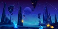 Space background, night alien fantasy landscape