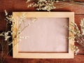 Space background photo frame and dried flower home decoration Royalty Free Stock Photo