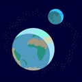 Eath planet. Moon and stars. Icon. Vector