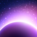 Space background with planet and shining sun Royalty Free Stock Photo