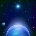 Space background with planet and sun Royalty Free Stock Photo