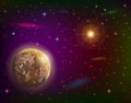 Space background with planet and sun Royalty Free Stock Photo