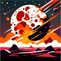 Space background with planets, stars and galaxies. Vector illustration in flat style AI generated Royalty Free Stock Photo