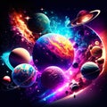 Space background with planets, stars and nebula. Vector illustration. AI generated Royalty Free Stock Photo
