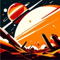 Space background with planets, stars and space ships. Vector illustration. generative AI