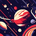 Space background with planets and stars. Vector illustration in flat style. AI generated Royalty Free Stock Photo