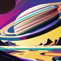 Space background with planets and stars. Vector illustration in flat style. Generative AI Royalty Free Stock Photo