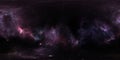 Space background with purple nebula and stars. Panorama, environment 360 HDRI map. Equirectangular projection, spherical panorama
