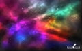 Space background. Realistic colorful cosmos. Bright milky way for banner, advertising, poster. Cosmos with stardust and