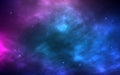 Space background. Realistic cosmos with nebula and shining stars. Milky way and stardust. Starry night and color galaxy