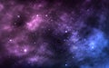 Space background. Realistic cosmos texture. Starry milky way and stardust. Color galaxy. Nebula with shining stars