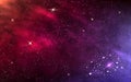 Space background. Realistic universe with spiral galaxy. Bright color nebula. Color cosmos with planet and stars. Purple Royalty Free Stock Photo