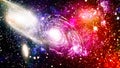 Space background with red nebula and stars. Dreamscape galaxy. Elements of this image furnished by NASA Royalty Free Stock Photo