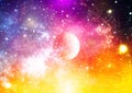 Space background with red nebula and stars. Dreamscape galaxy. Elements of this image furnished by NASA Royalty Free Stock Photo