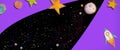 Space background with a rocket and stars