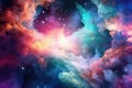 Space background with shining stars, stardust and nebula. Beautiful colorful space background. Generative AI Royalty Free Stock Photo