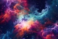 Space background with shining stars, stardust and nebula. Beautiful colorful space background. Generative AI Royalty Free Stock Photo