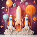 space background, space and astronomy, rocket and planet