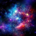 Space background with stardust and shining stars. Realistic colorful cosmos with nebula and milky way. Galaxy backdrop Royalty Free Stock Photo