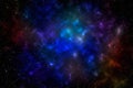 Space background with stardust and shining stars. Realistic cosmos and color nebula. Planet and milky way. Colorful galaxy. 3d Royalty Free Stock Photo