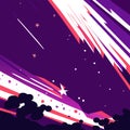 Space background with stars and comets. Vector illustration in flat style generative AI