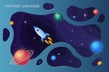 Space background, universe game, galaxy adventures, planets and rocket. futuristic gradient backdrop, fantasy world Royalty Free Stock Photo