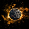 Space background with volcanic planet Royalty Free Stock Photo