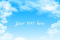 Space for banner text on a background of blue sky and white clouds. Realistic vector banner with blue sky Royalty Free Stock Photo