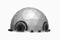 Space base spherical tent, white and dark grey round plastic round building