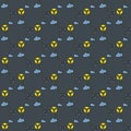 Space Based Nuclear Weapons and clouds vector colored seamless pattern Royalty Free Stock Photo