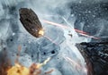 Space battle of spaceships and battle cruisers Royalty Free Stock Photo