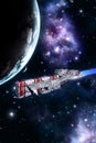 Space battleship and planet Royalty Free Stock Photo